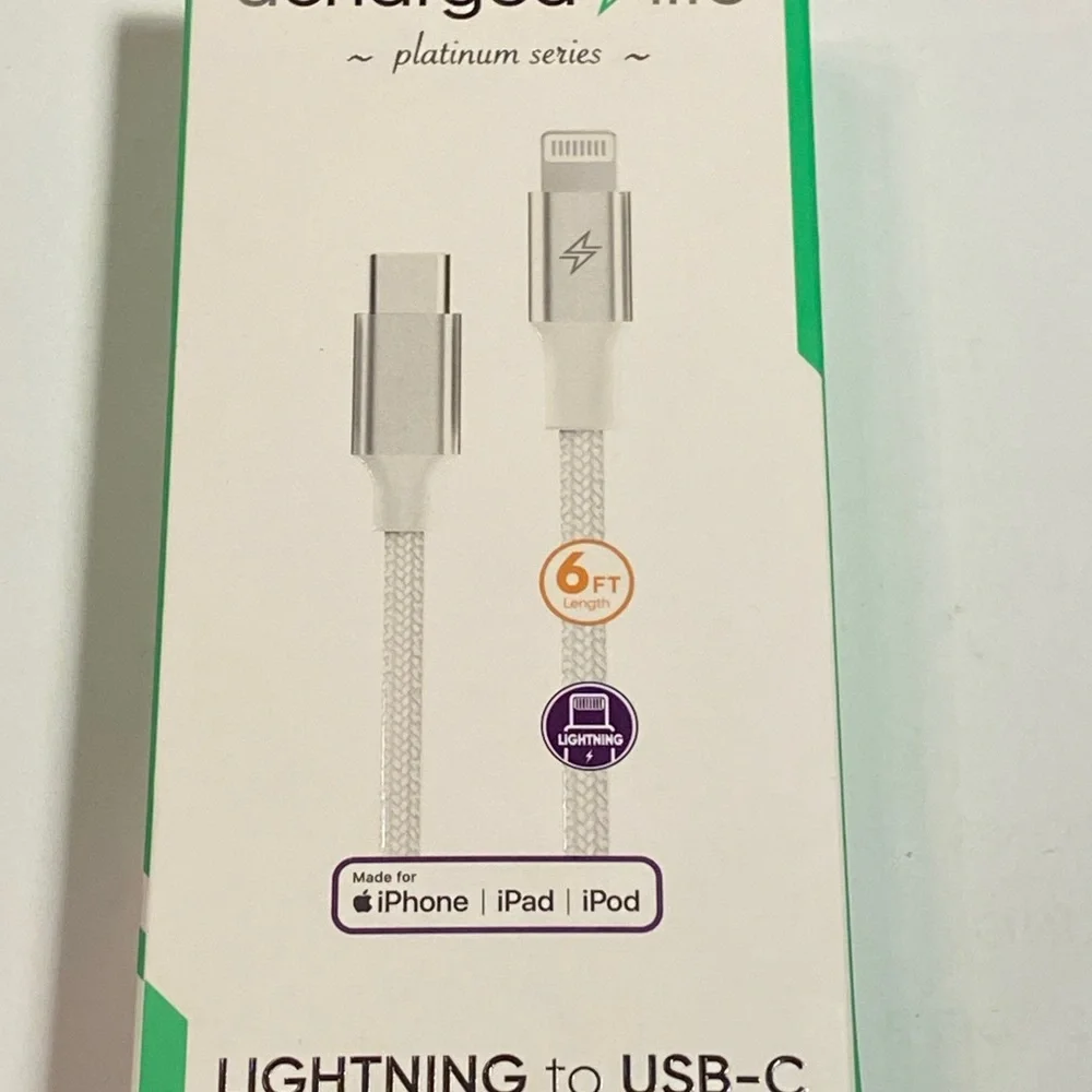 NWT A Charged Life Lightning to USB-C Cable